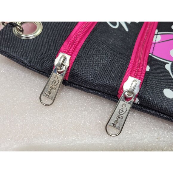 Disney Minnie Mouse Passport Bag Purse Canvas Crossbody Adjustable Strap Zip - Picture 5 of 5